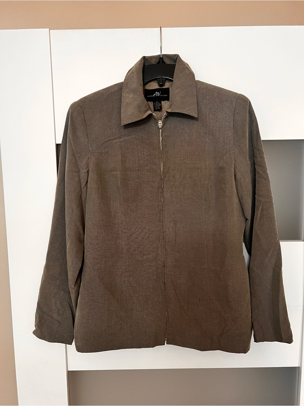 AV Woman Brown Zip-Front Blazer Jacket